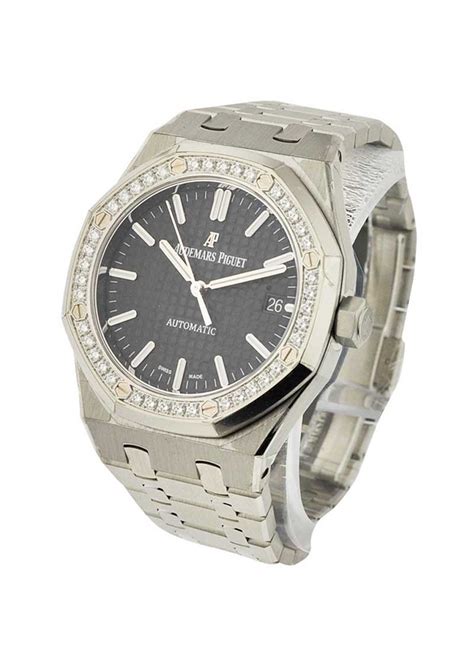 audemars piguet lady royal oak stainless steel diamond bezel watch|royal oak diamond watch.